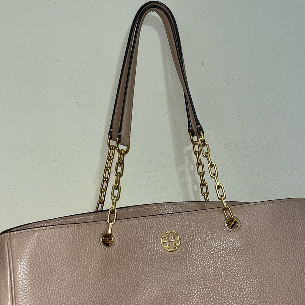 Tory Burch Carter Tote Nude Pink Pebbled Leather - Picture 5 of 10
